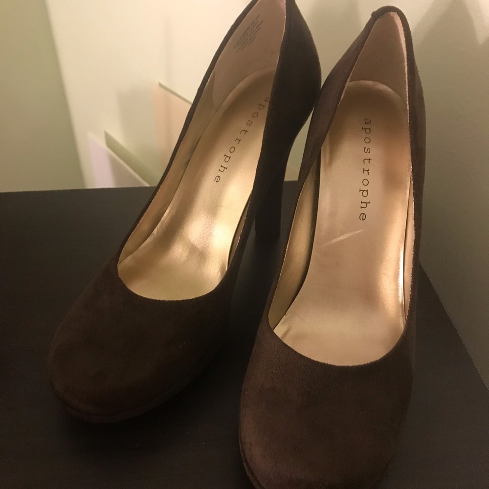 Vintage Apostrophe brown suede heels - Picture 3 of 5